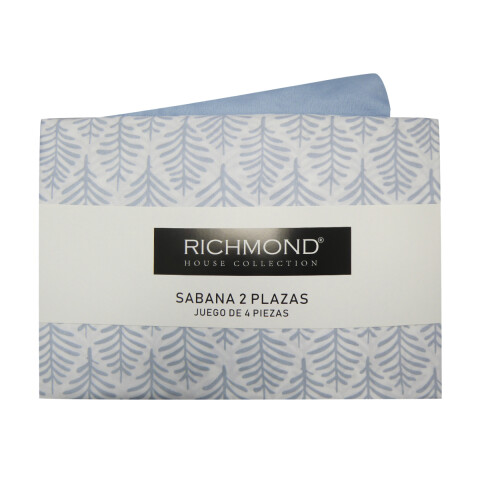 Juego Sábanas 2 Plazas Richmond House Estampadas 100% Microfibra 306-1 ESPIGA CELESTE