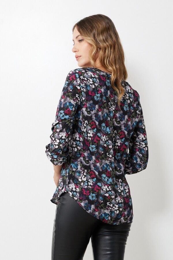 Blusa Botones Printed NEGRO/MULTI