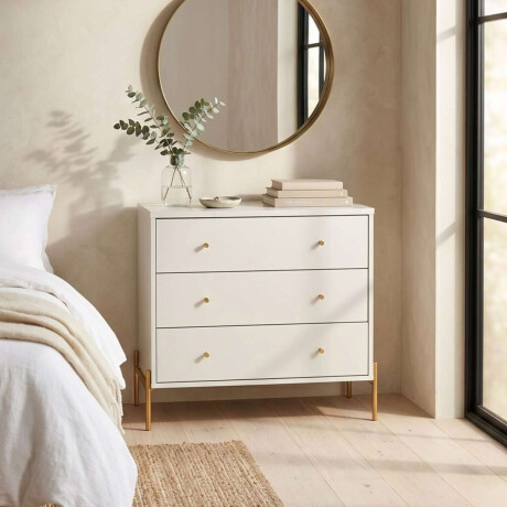 Comoda Jasper 3 cajones White Gloss Gold
