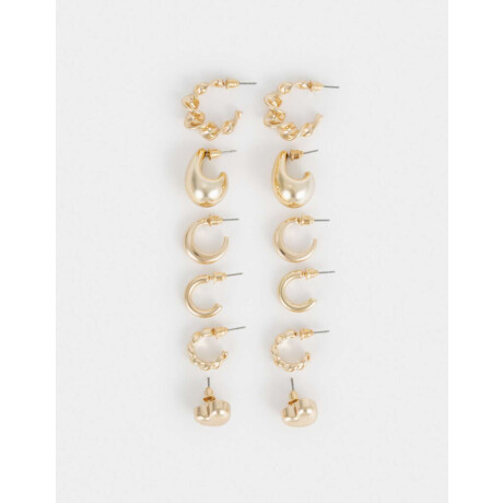 Set 6 Aros Argolla Combinados Dorado