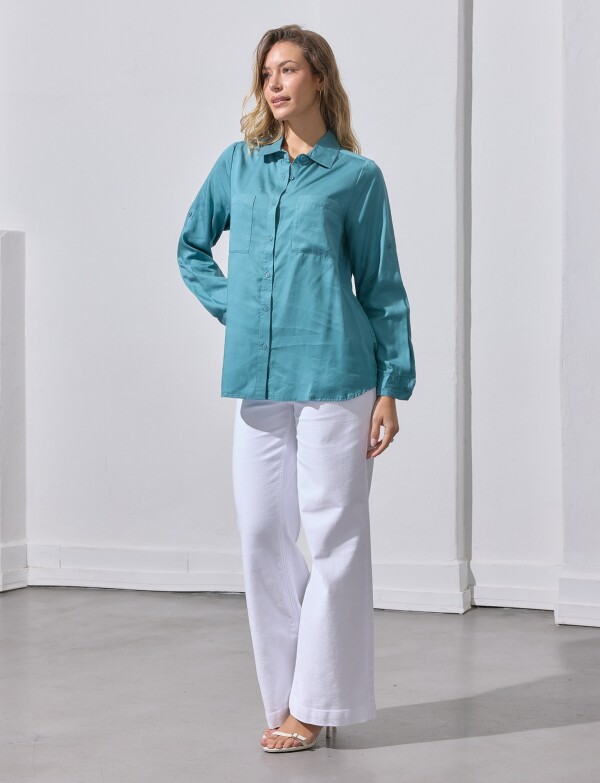 Camisa Bolsillos CELESTE OSCURO