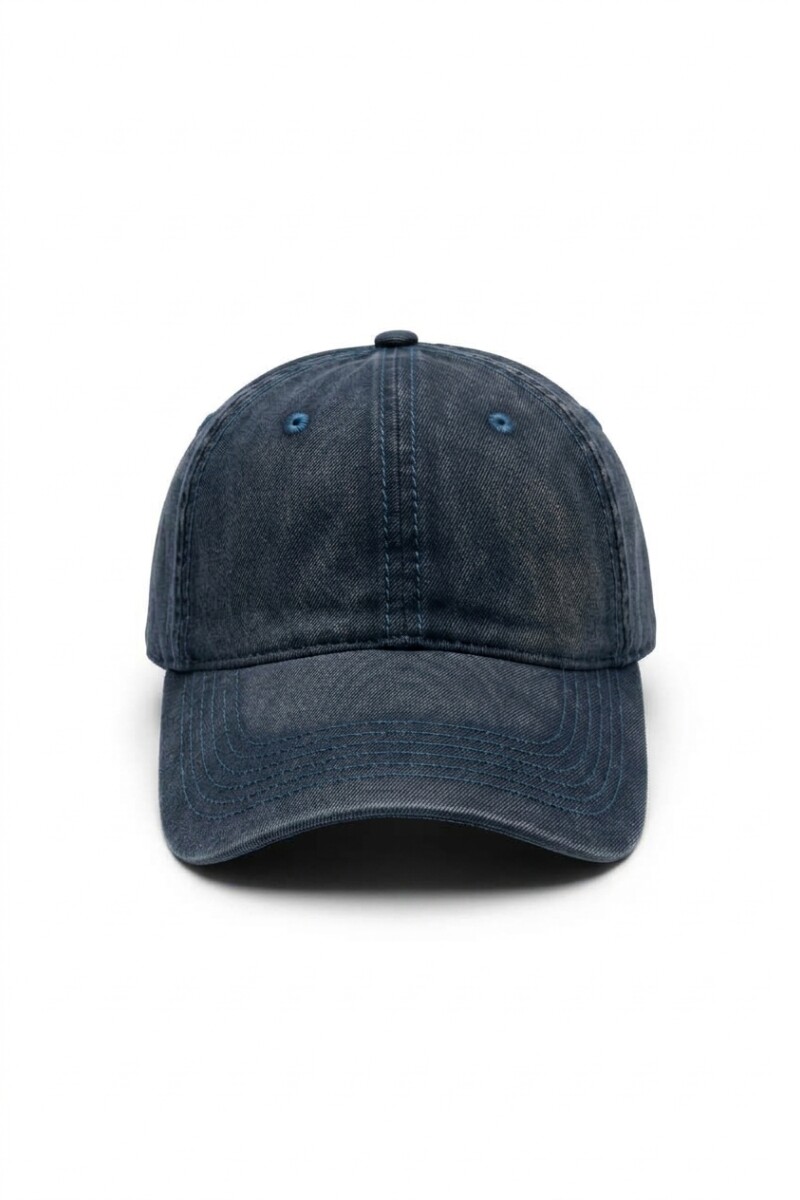 Cap washed pespuntes azul