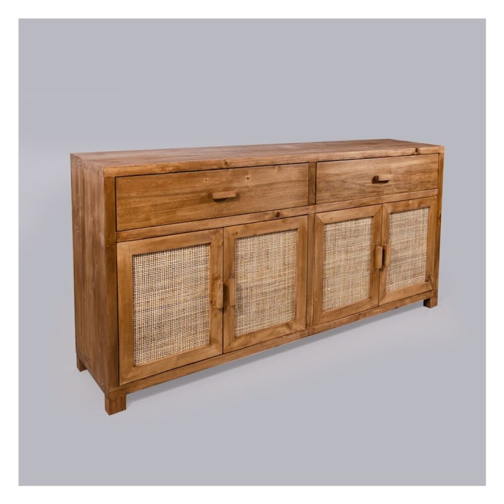 Aparador con puertas de esterilla, 170x38x85h (Por Pedido) Aparador con puertas de esterilla, 170x38x85h (Por Pedido)