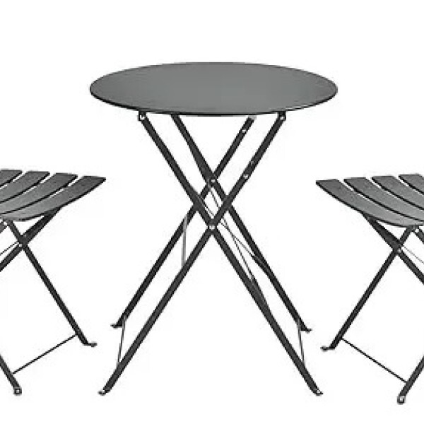Set Juego Jardín Balcón Bistró Plegable Metal 3 Piezas Negro 1