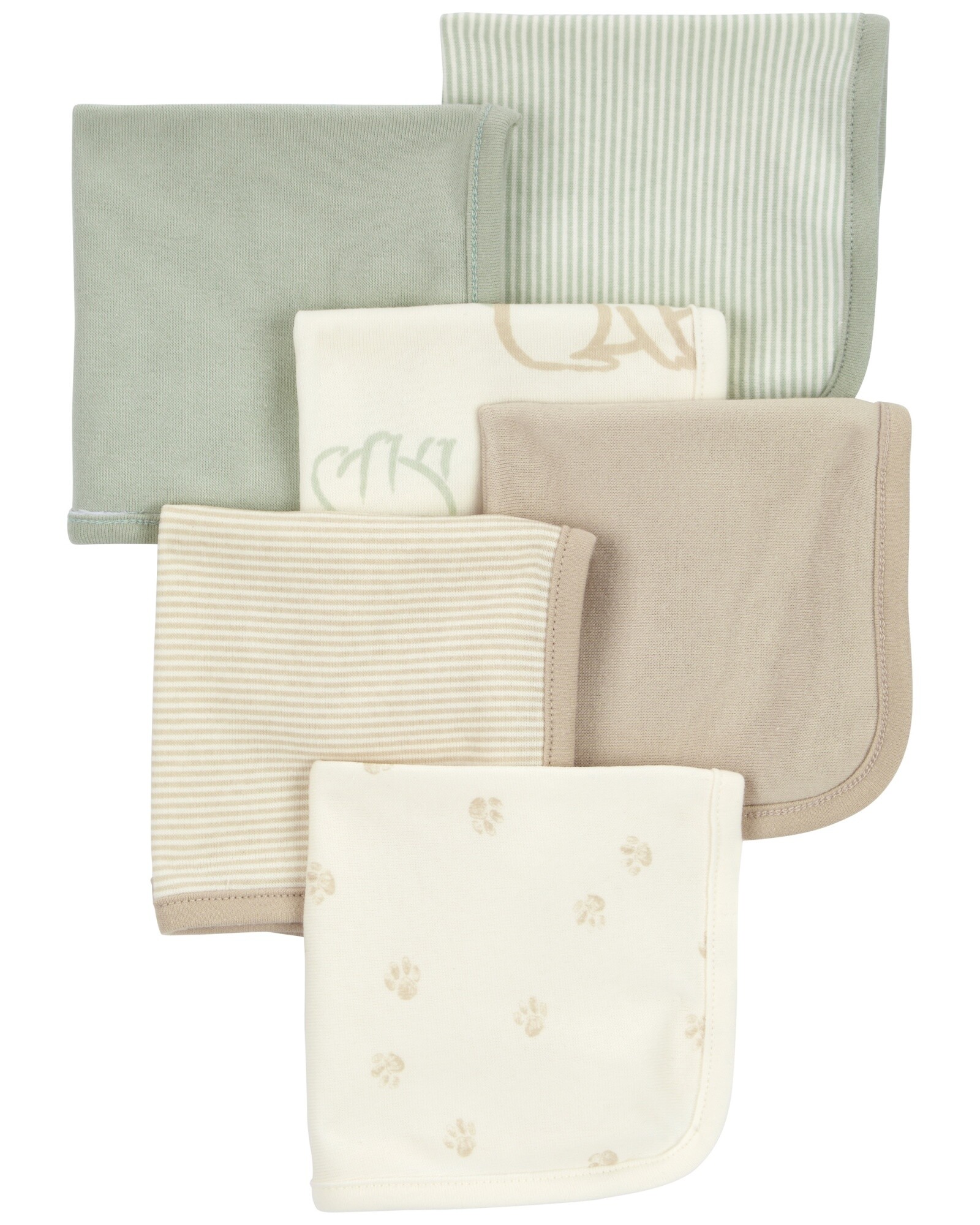 Pack seis paños de aseo de terry, colores neutros Sin color