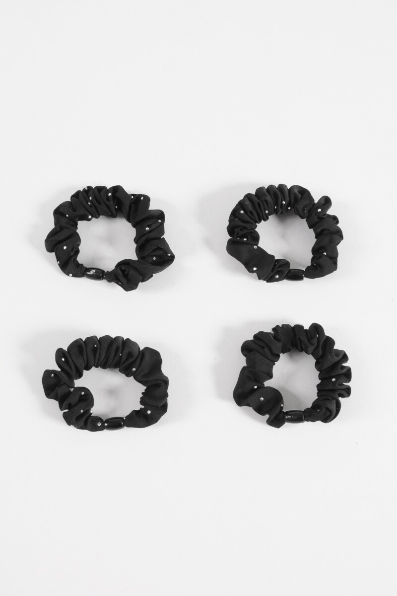 Set de 4 gomitas con strass negro