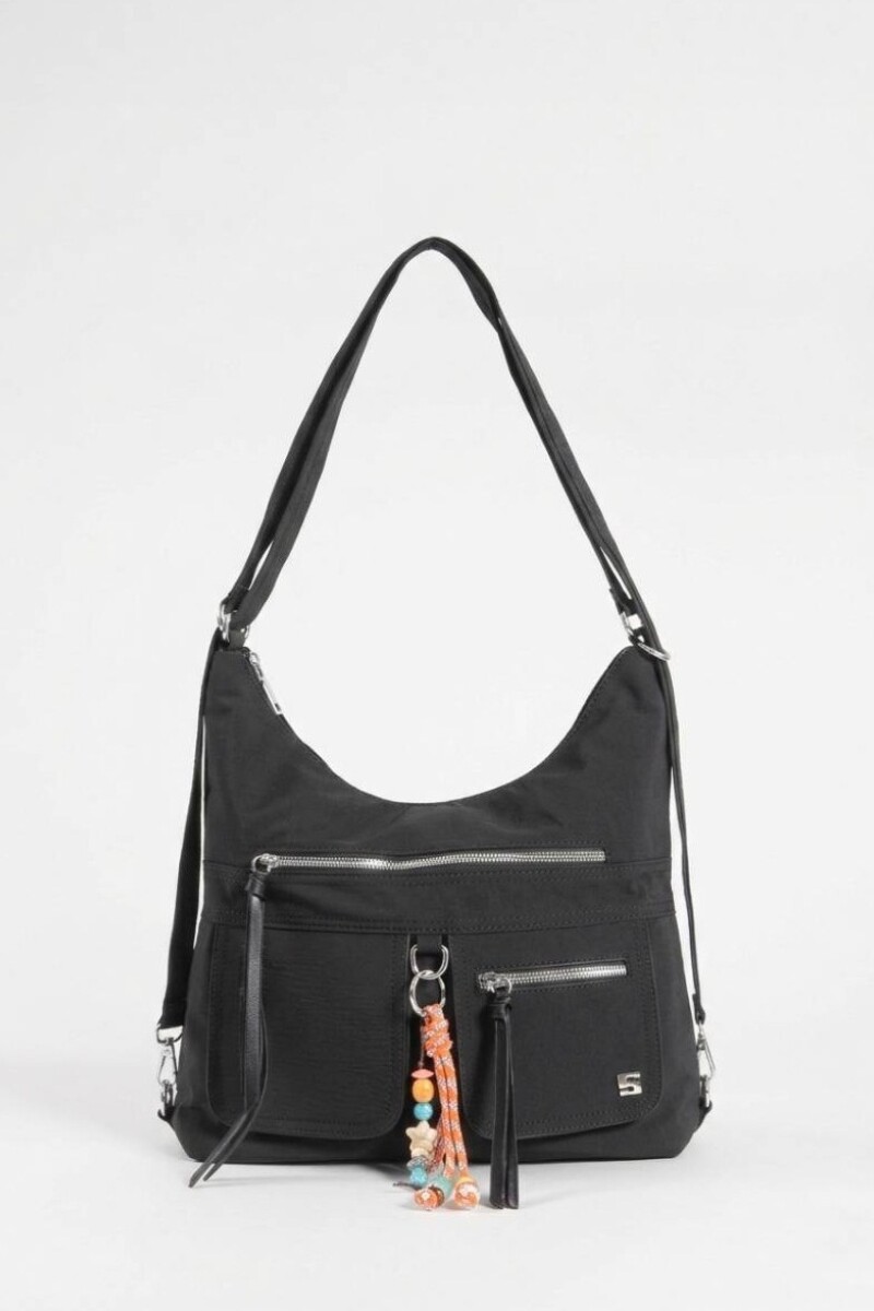 Hobo mochila con llavero removible negro