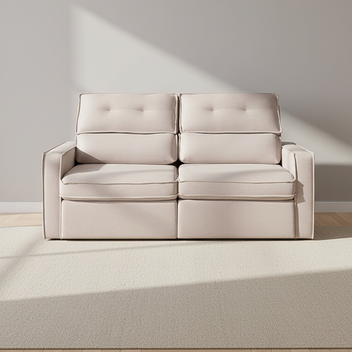 SOFA RETRACTIL - 2 CUERPOS TELA NATURAL-BEIGE AMBAR BEIGE 