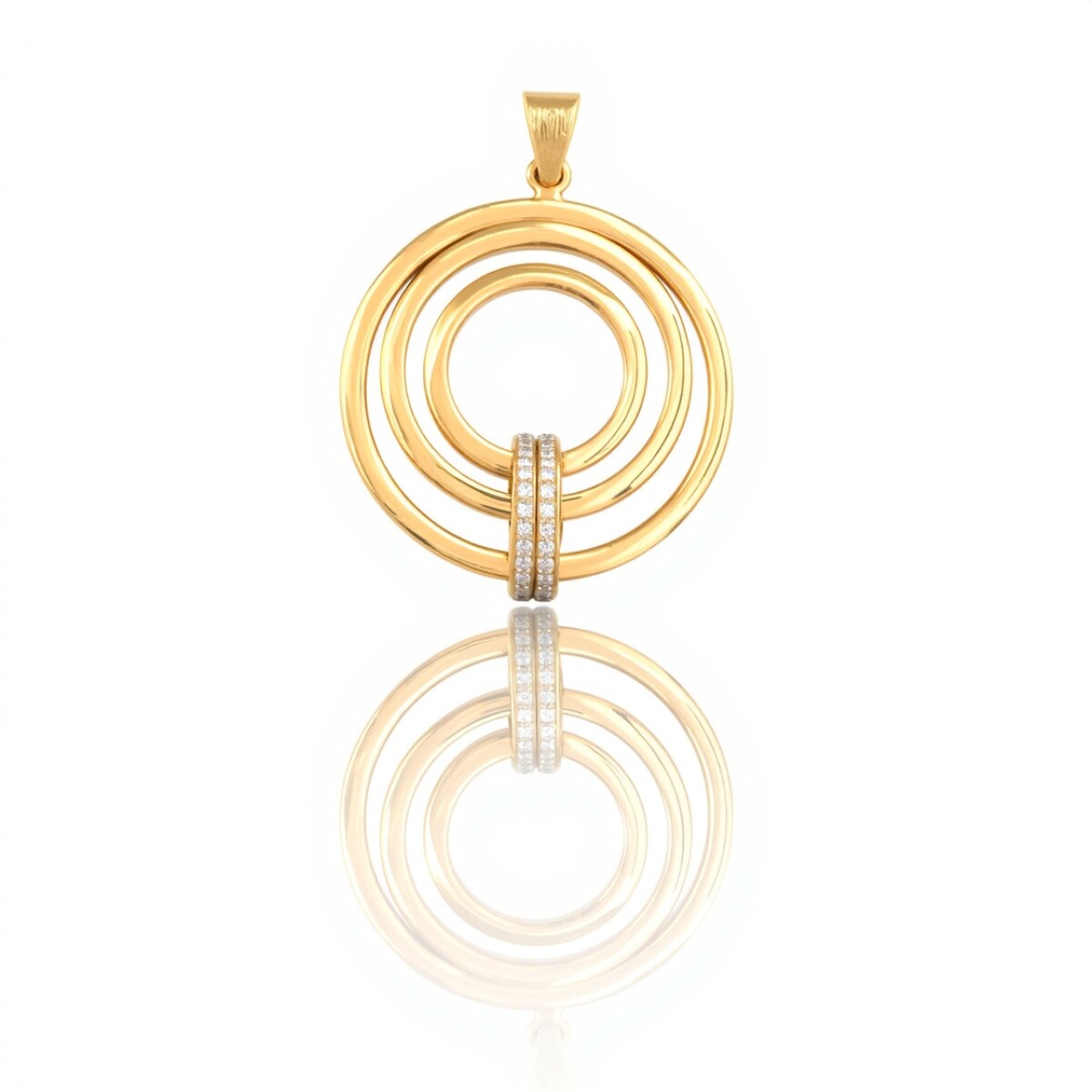 Dije colgante triple aro-Oro bajo-Zirconia-CP8722 - conpiedra 