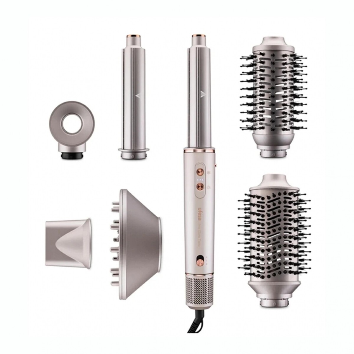 Cepillo Secador Modelador De Pelo UFESA Pro Glam Twist 1400W 7 Cabezales Intercambiables 