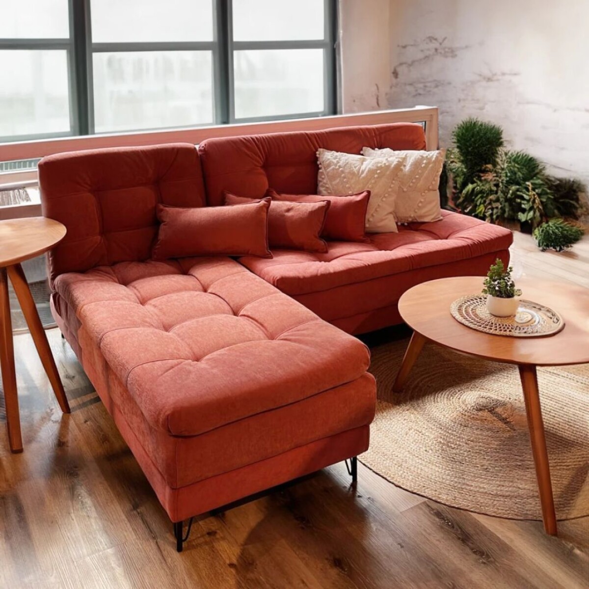 Sillón Cama Con Chaise- Nice Terracota Steel Robles 