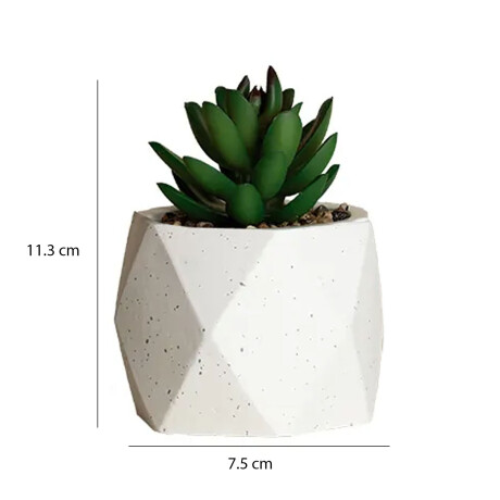 Mini Planta Artificial Decorativa Maceta Rombos en Cemento Verde