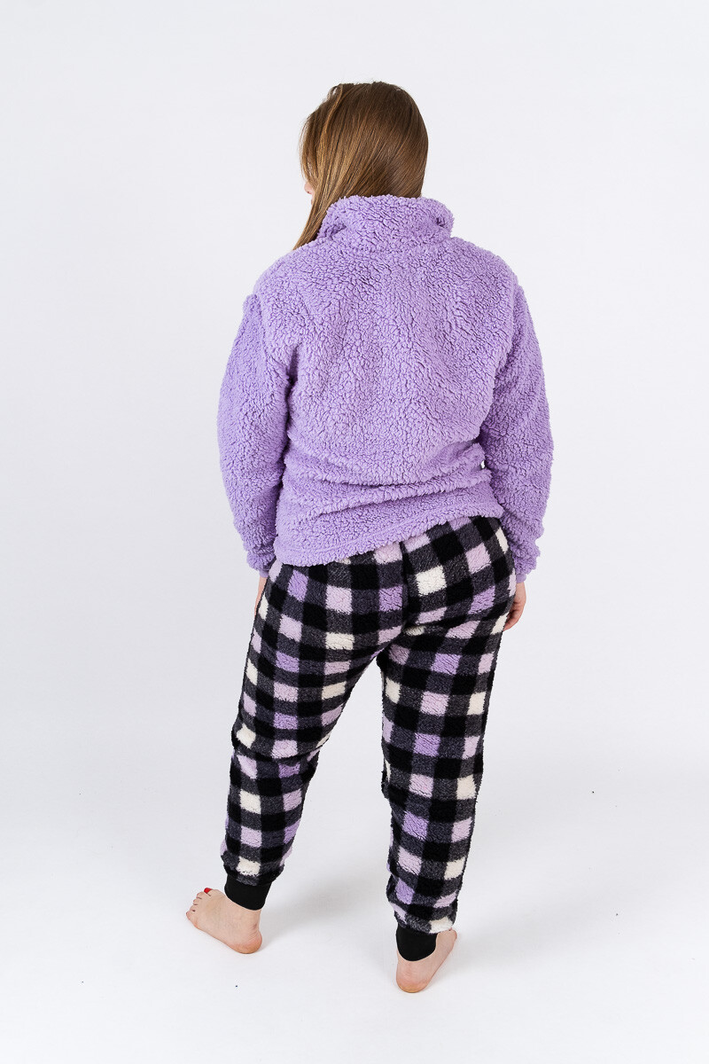 PIJAMA CON CIERRE EN SHERPA LILA