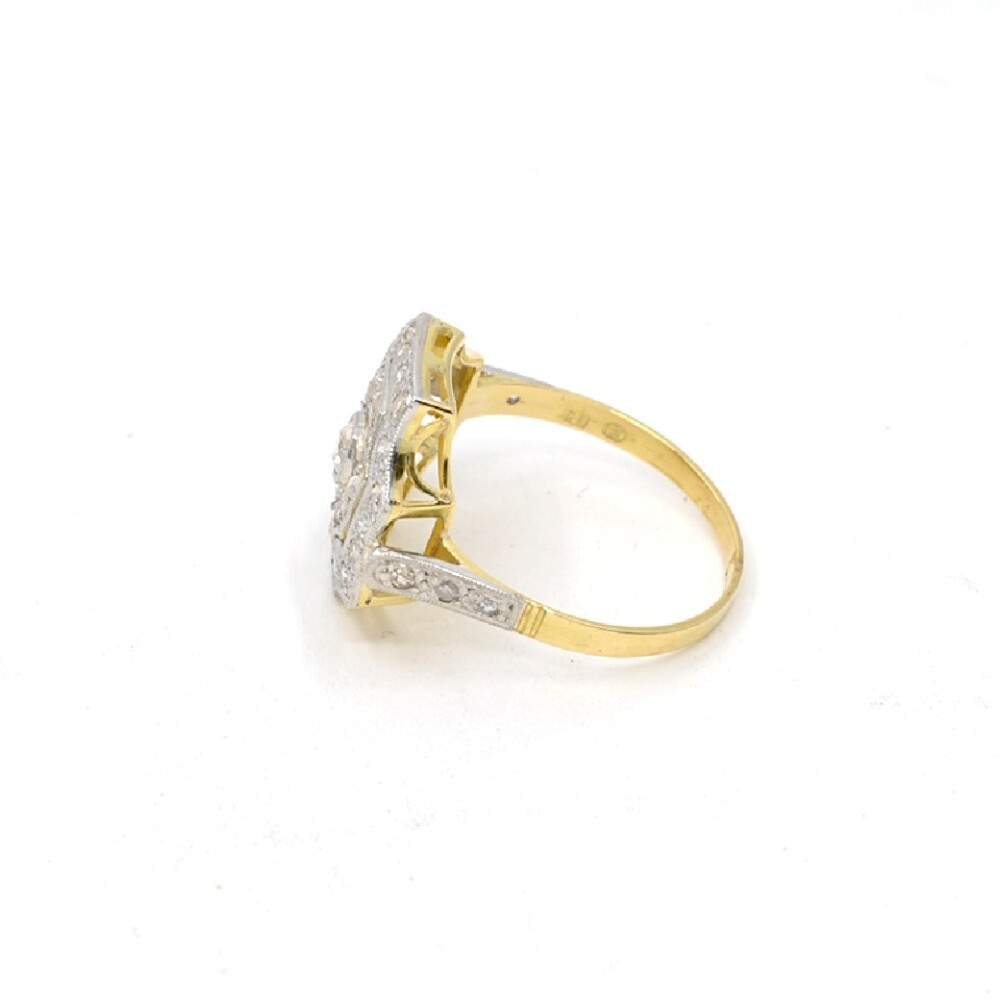 Anillo , Estilo Antiguo, En Platino, Oro 18K Y Brillantes Anillo , Estilo Antiguo, En Platino, Oro 18K Y Brillantes