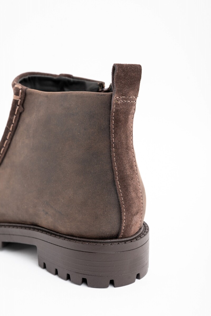 Bota Cuero Combinada Chocolate