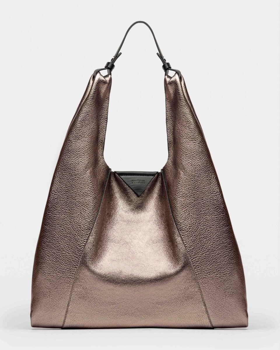Bolso The Shopping En Cuero Graneado Metalizado - Metalizado 