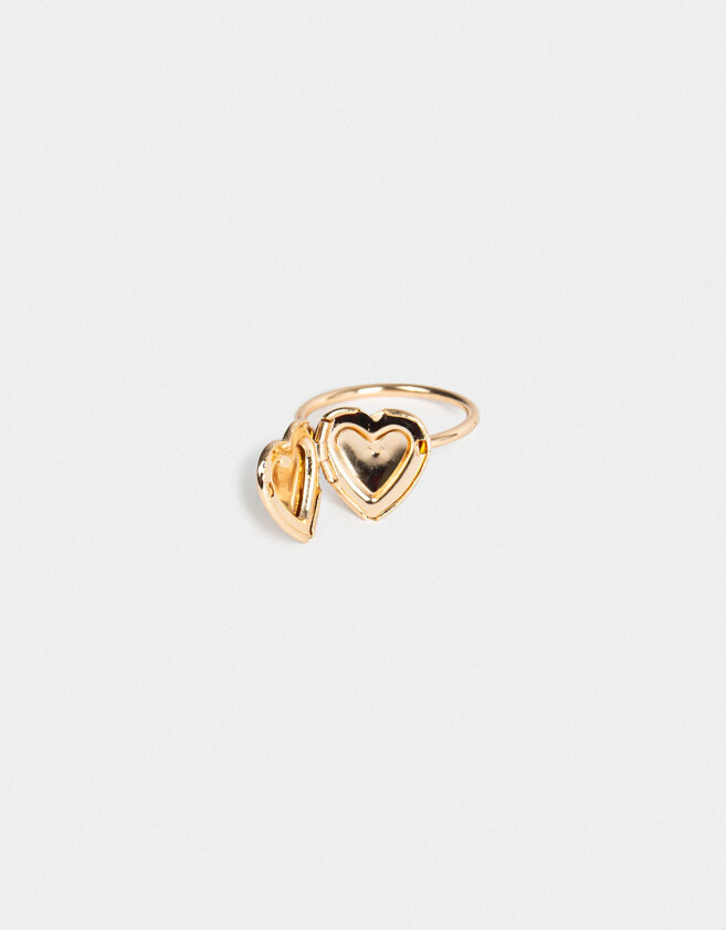 Anillos Medianos y Grandes Con corazón Anillo Corazón Relicario - Dorado