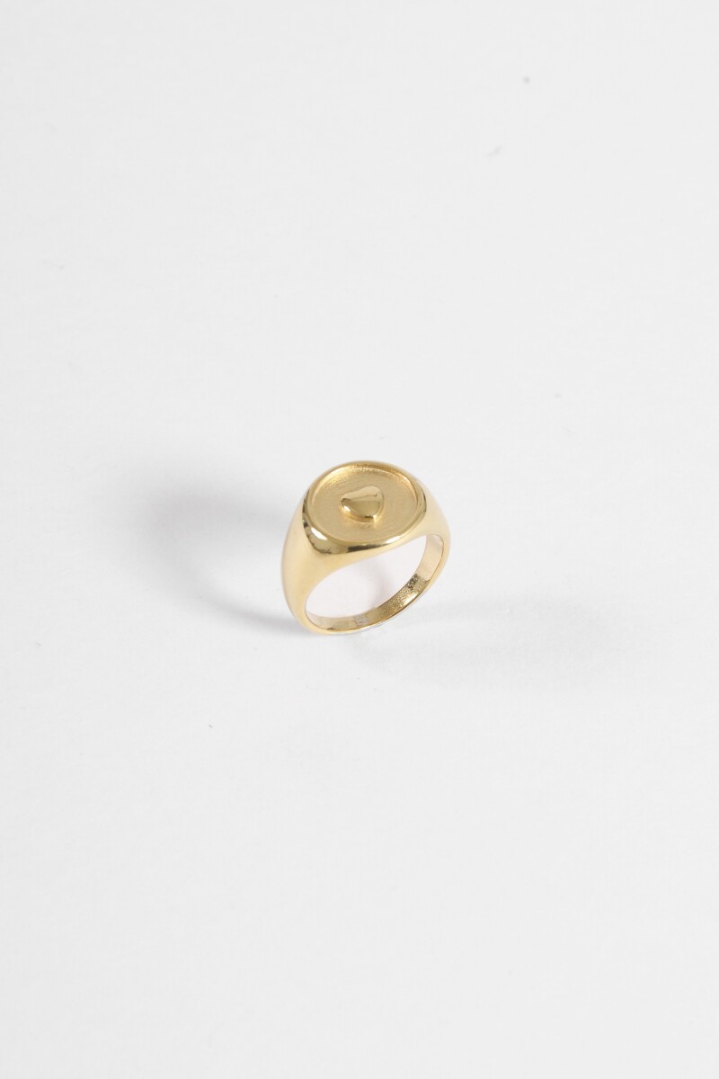 Anillo acero sello cora dorado