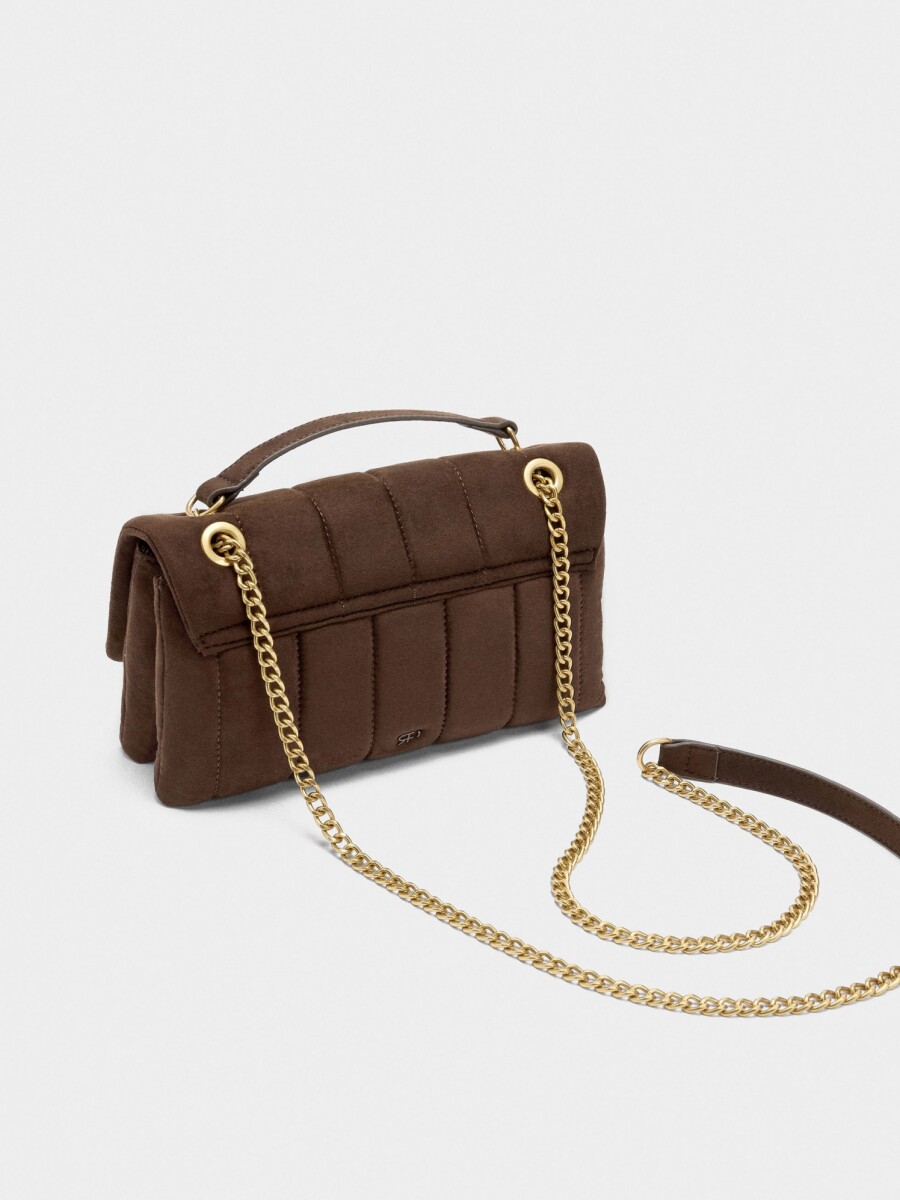 Bolso De Hombro Efecto Piel Con Solapa marron