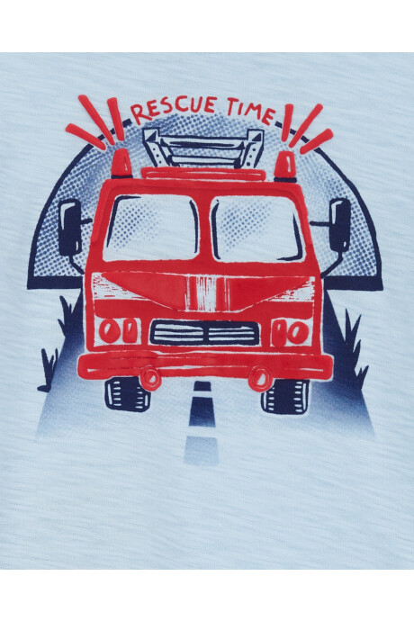 Set dos piezas de algodón, short y remera diseño bomberos Sin color