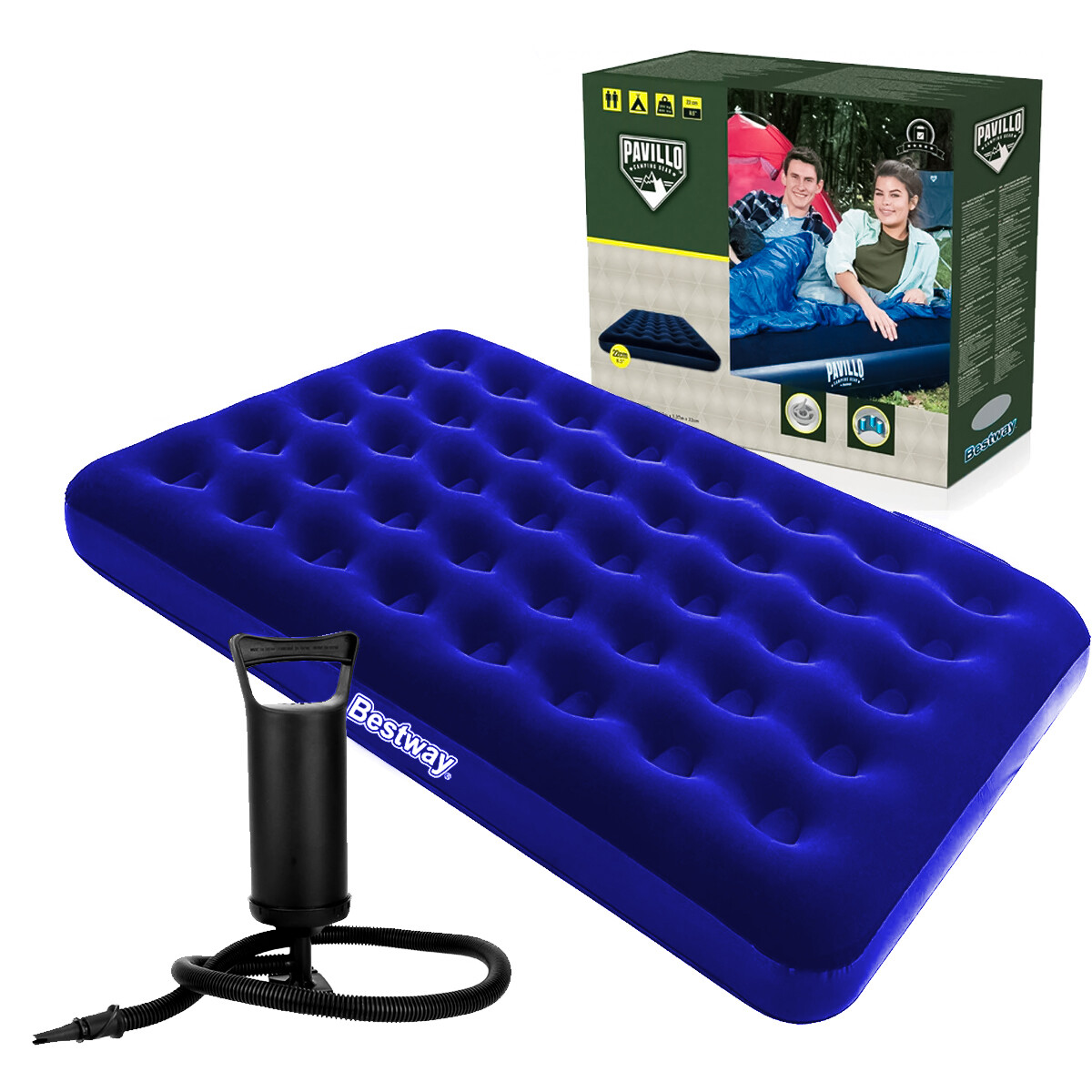 Colchón Inflable Bestway 2 Plazas Camping + Inflador - Cmb000510 