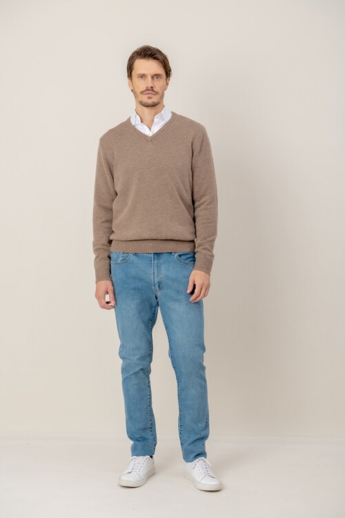 Sweater V neck Tostado