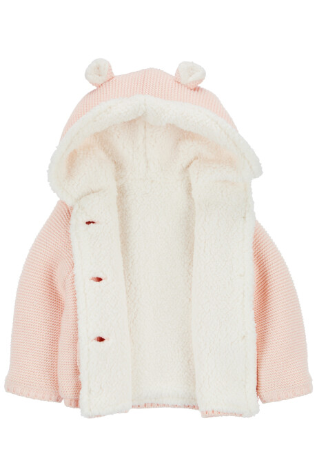 Campera de algodón, con forro de sherpa, rosada Sin color