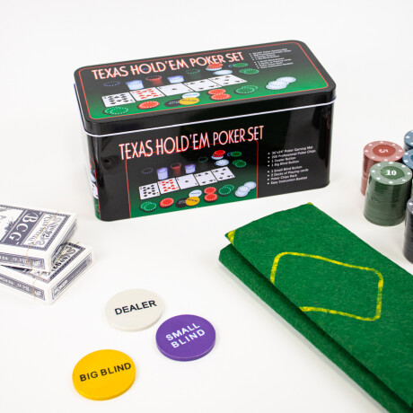 Set De Poker 200 Fichas 2 Mazos Paño Incluido Sc