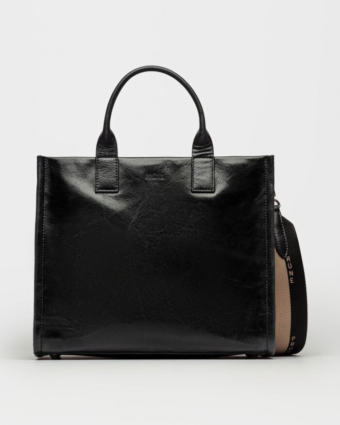 Cartera de Mano Capri En Cuero Liso Negro