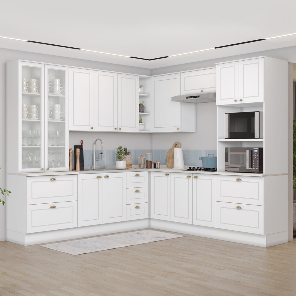 BAJO MESADA ESQUINERO ARMARIO 2 PUERTAS - LÍNEA AMERICANA BLANCO