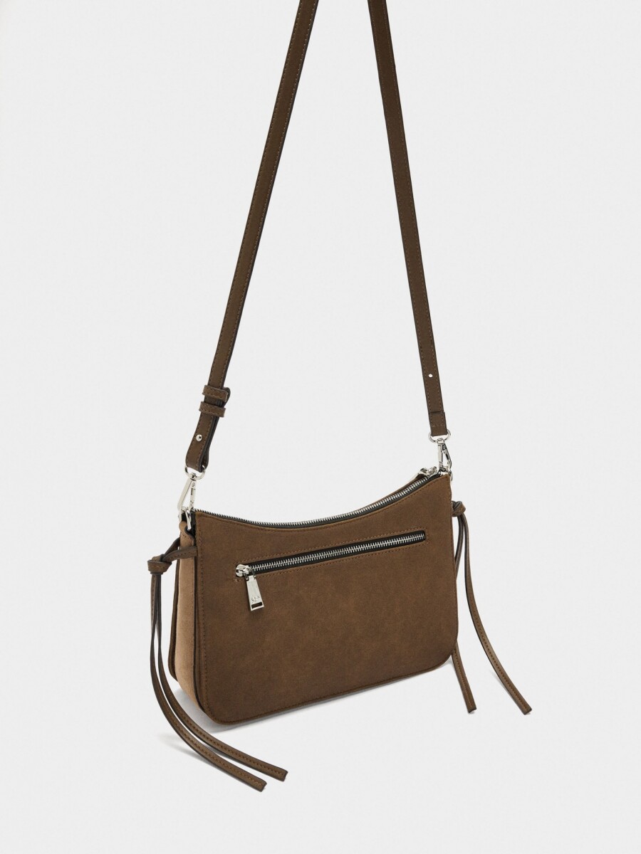 Bolso Bandolera Con Tiras Laterales camel