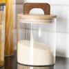 Contenedor de vidrio tapa madera con manija 700ml
