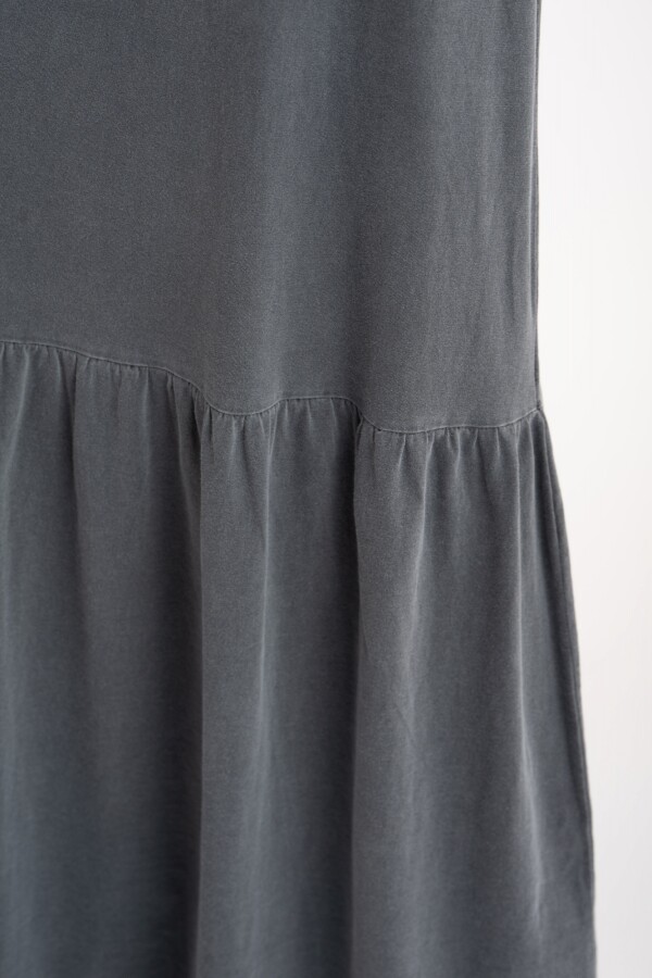 Vestido Algodon Lavado Gris Oscuro