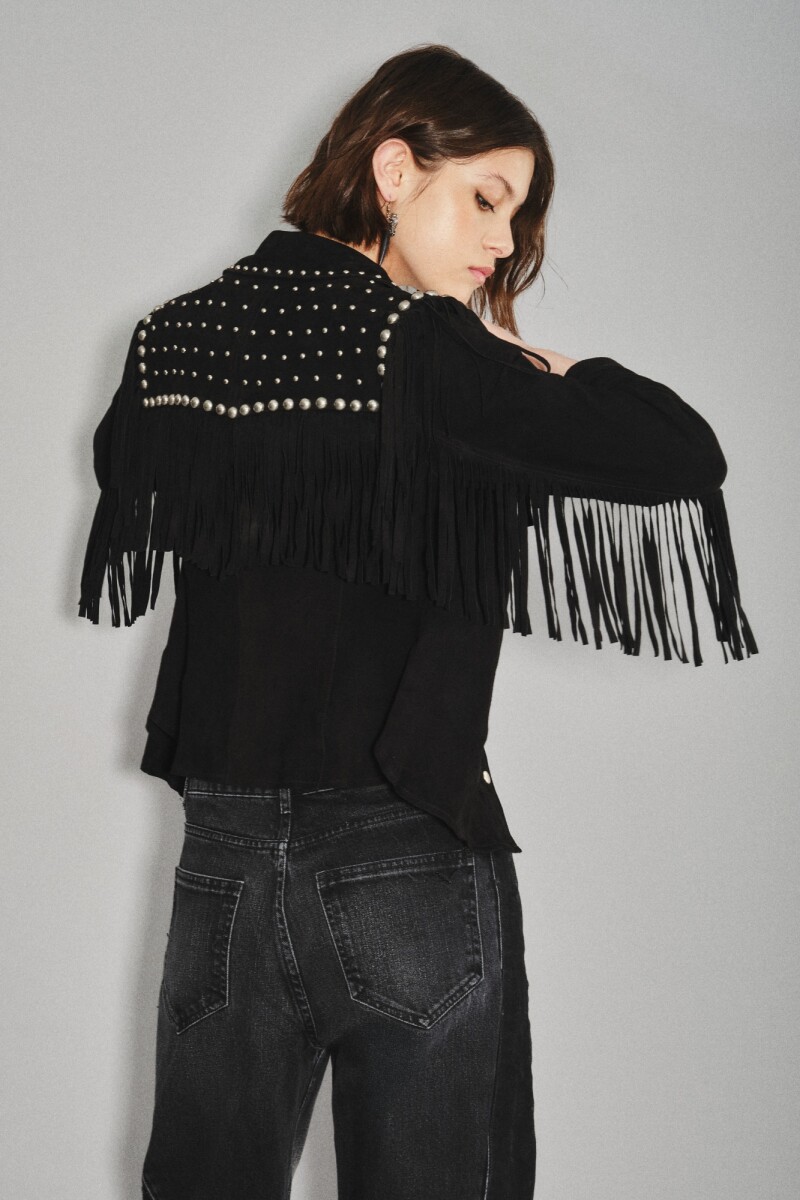 Camisa Bellota Studs Cuero Negro