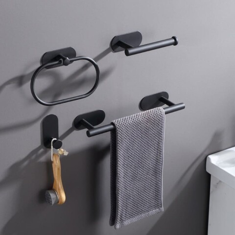Juego accesorios adhesivos para baño 4 piezas acero inoxidable Juego accesorios adhesivos para baño 4 piezas acero inoxidable