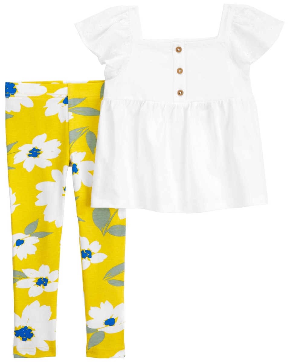 Set dos piezas de algodón, calza floral y blusa 