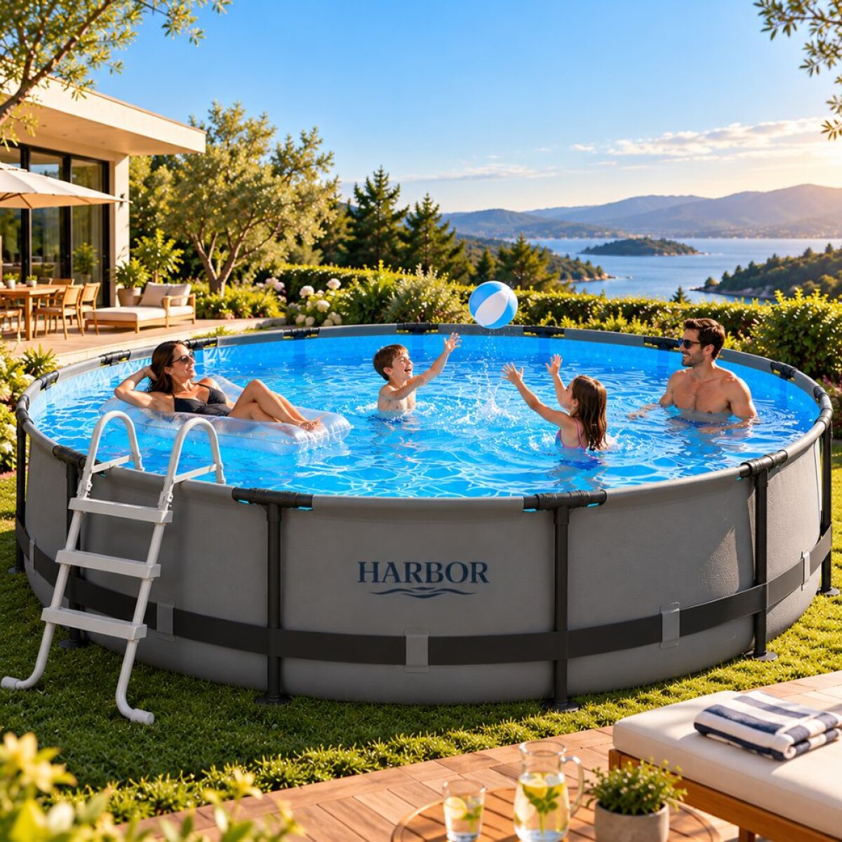 Piscina Estructural HARBOR Essential 9.150 L – Con Bomba, Cobertor y Escalera 
