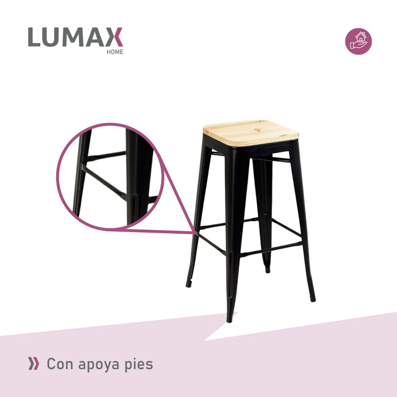Taburete Tolix en metal y asiento de madera Negro