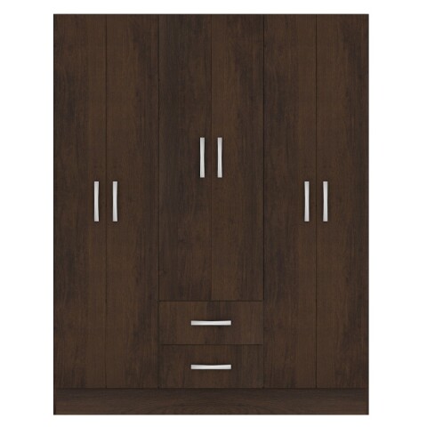 Ropero 6 puertas 2 cajones con estantes y perchero interior natural 170X134X36 Marrón