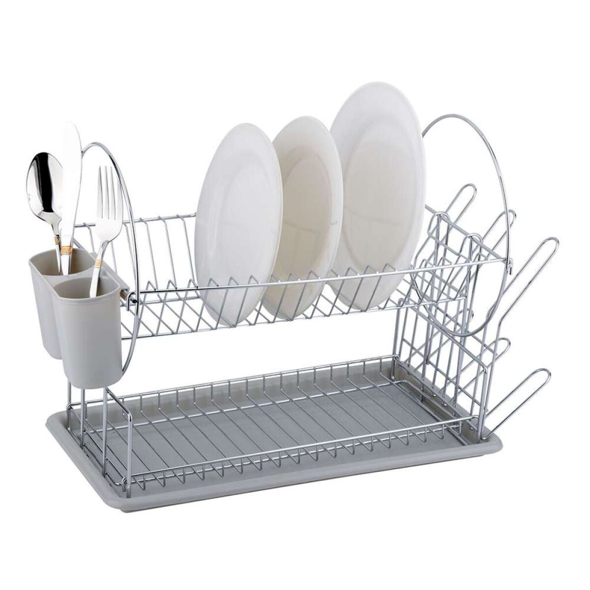 Escurridor Acrom C/Bandeja Y Cub 38X235X32Cm - Gris 