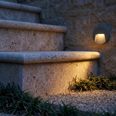 ARTEFACTO EXTERIOR DE PARED REDONDO MOREIRA 3W Luminaria De Exterior De Pared Redondo Moreira 3W Gris