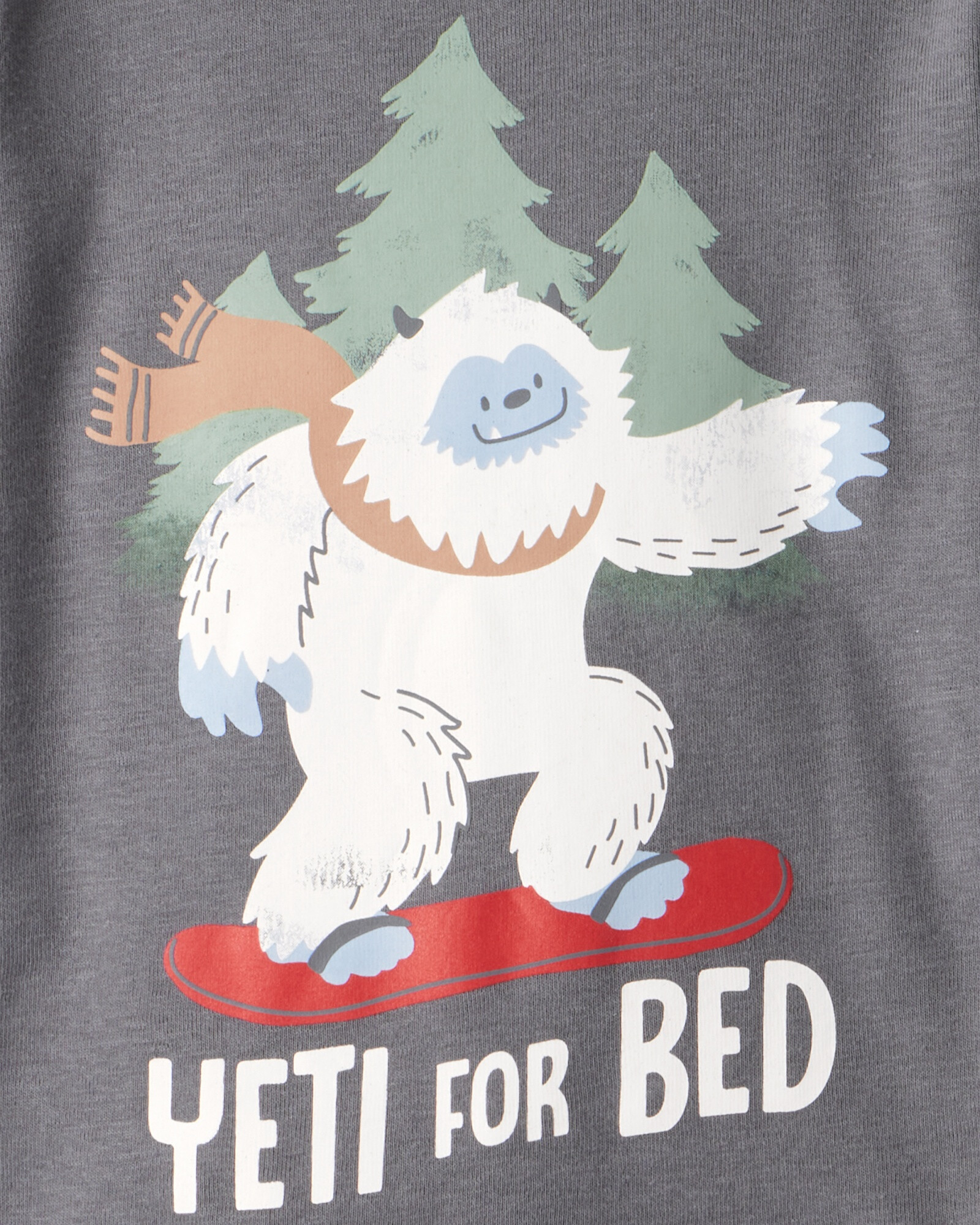 Pijama cuatro piezas de algodón, dos remeras manga larga y dos pantalones, diseño Yeti Sin color
