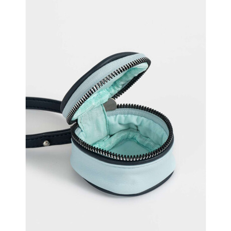 Monedero Negro Con Correa Azul Celeste