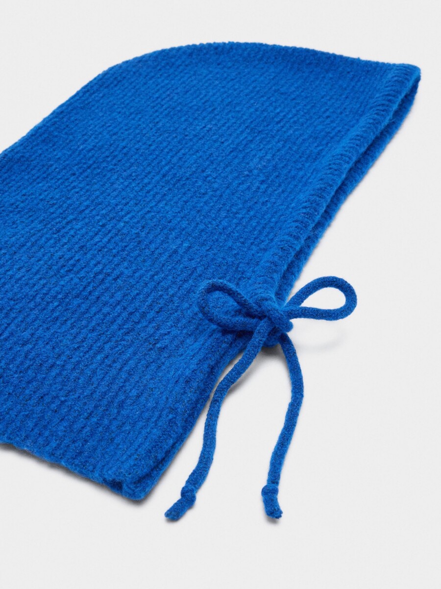 Balaclava De Punto Con Tiras azul