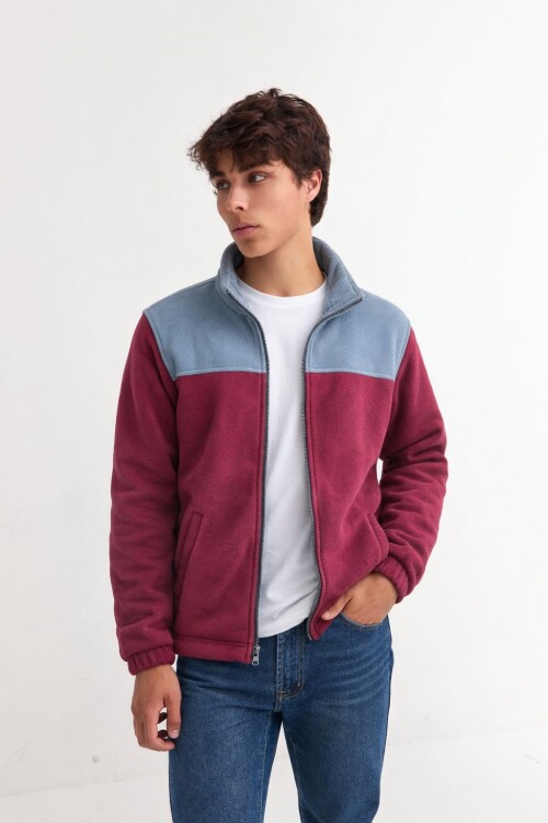 Campera de polar con corderito ROJO