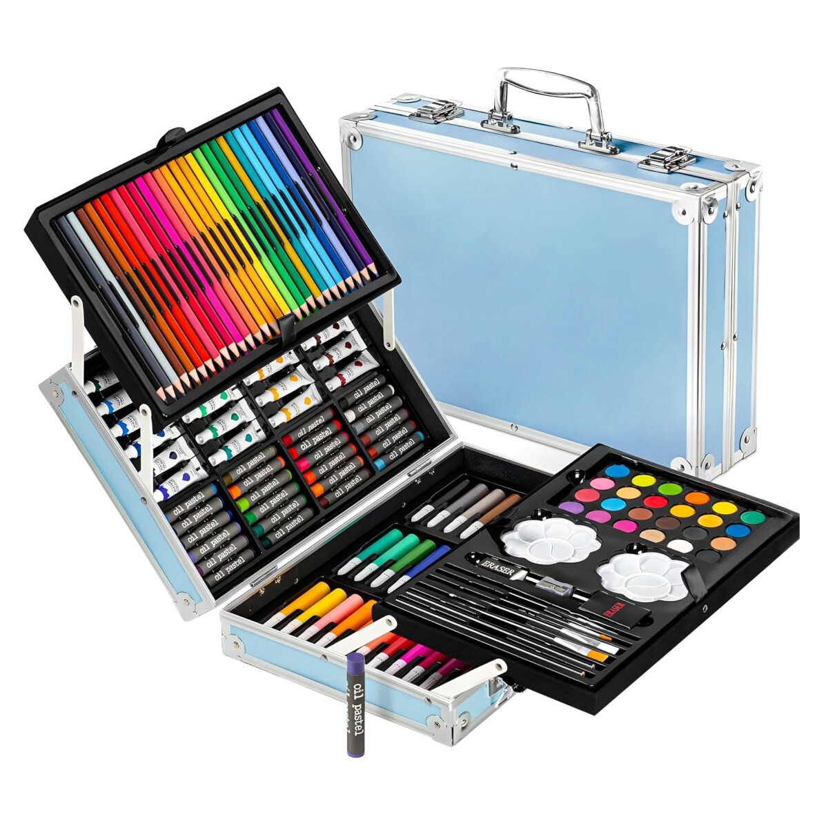 Set de Arte Infantil en Valija 145 Piezas - Variante Color Celeste 