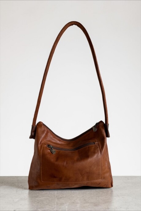 Cartera ALIRA Línea Basic En Cuero Marrón Combinado Y Arte Pintado A Mano Cartera ALIRA Línea Basic En Cuero Marrón Combinado Y Arte Pintado A Mano