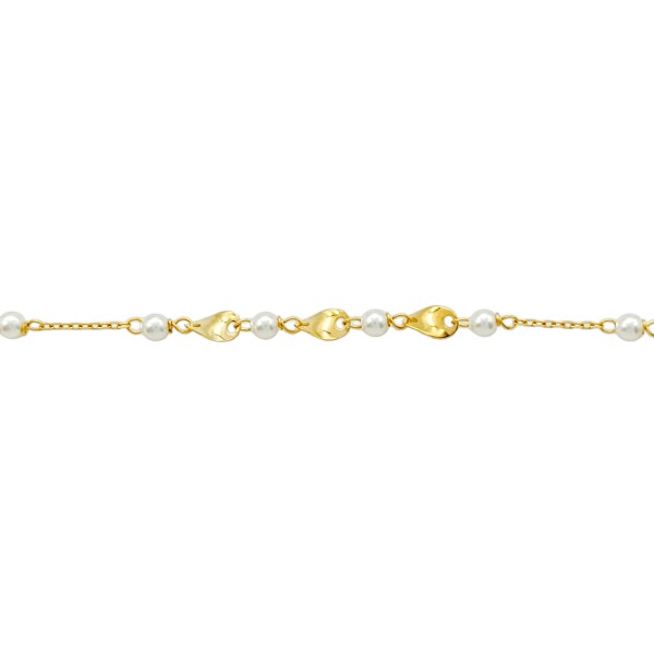 Pulsera Perlas y Petalos-Oro bajo-Perla española-PU8058 conperla