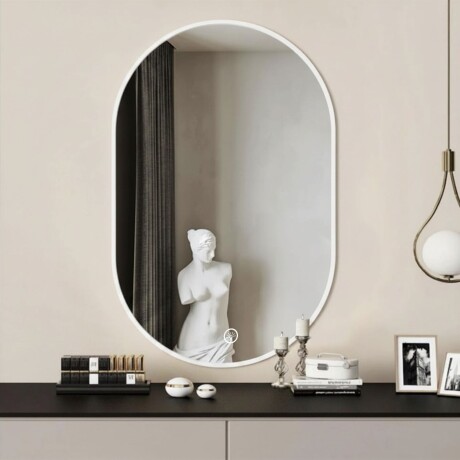 Espejo Vertical Lumax Moddy Marco Ovalado y Luz Led 50x70cm Blanco