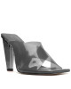 Sandalia Taco Alto Tiras Cruzadas Transparentes Color Negro Negro